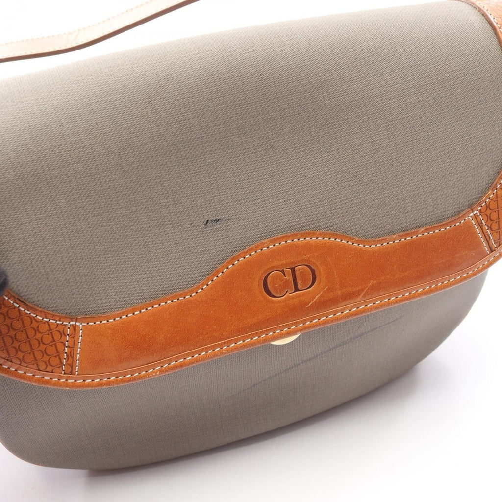 Dior Shoulder Bag CD Logo Gray Canvas Leather — view 8