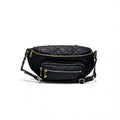 Chanel Bag Waist Pouch Body Caviar Leather Metallic Black Gold