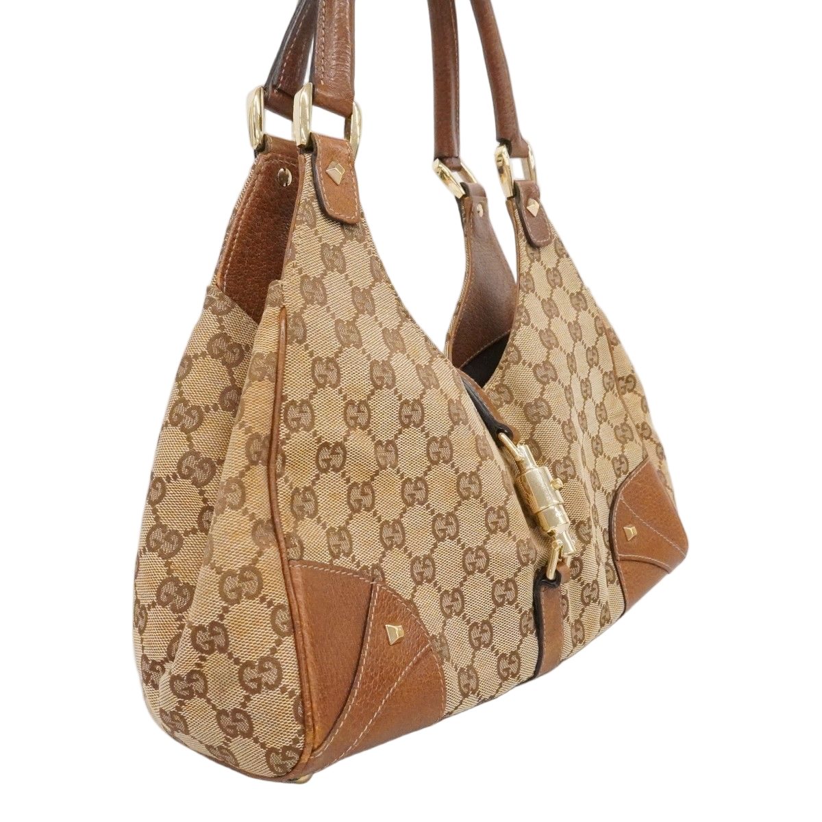 Gucci Handbag GG Canvas New Jackie Brown Gold — view 2