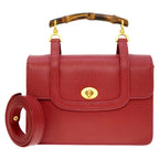 Gucci Bamboo 2-Way Shoulder Handbag Leather Red 0015 Stop