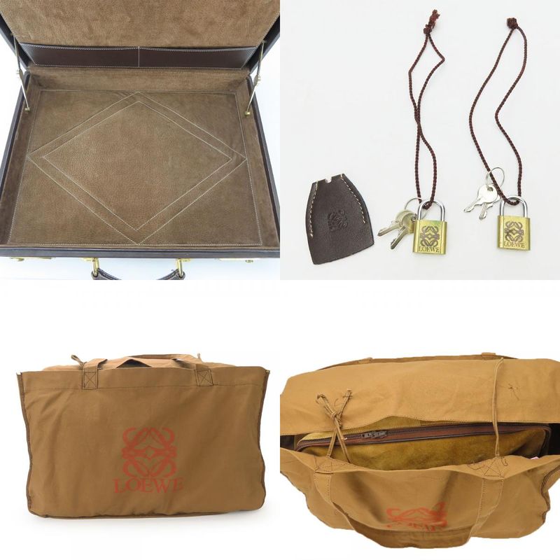 Loewe Business Bag Leather Brown Beige Gold Hardware Attache Case Hard — view 9
