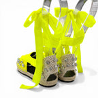 Loewe Paula S Ibiza Canvas Crystal Ribbon Espadrilles Sandals Yellow 37 Handbag — view 6