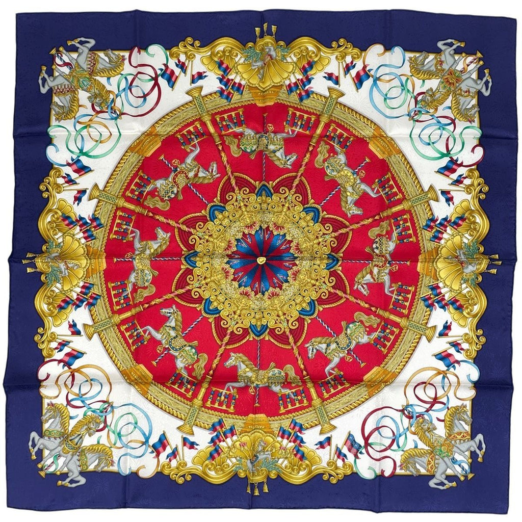 Hermes Carre 90 Luna Park Amusement Horse Carousel Merry Go Land Scarf Silk