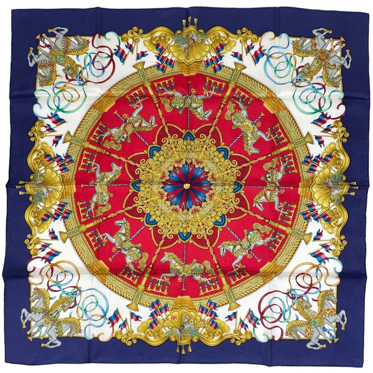 Hermes Carre 90 Luna Park Amusement Horse Carousel Merry Go Land Scarf Silk