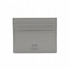 Dior CD Icon Card Holder Case Gray Leather
