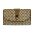 Gucci Sherry Line Beige Brown GG Supreme Canvas Clutch
