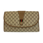 Gucci Sherry Line Beige Brown GG Supreme Canvas Clutch