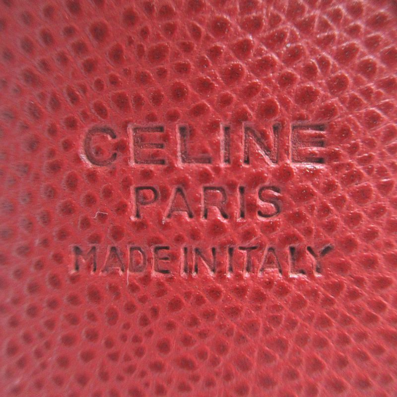 Celine Tree Rhinestone Charm Key Holder Leather Metal Red 1705 — view 3