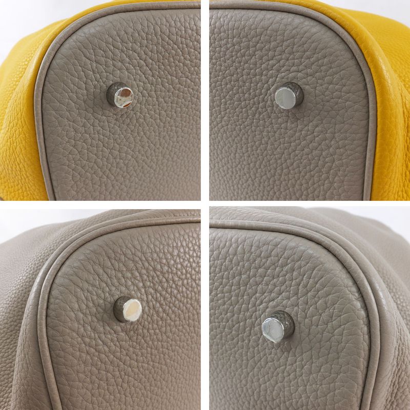 Hermes Picotin Lock T GM Handbag Gray Yellow Silver Hardware — view 7