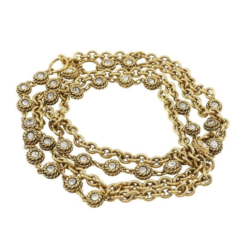 Chanel Chain Belt Vintage Gold Plated Rhinestone