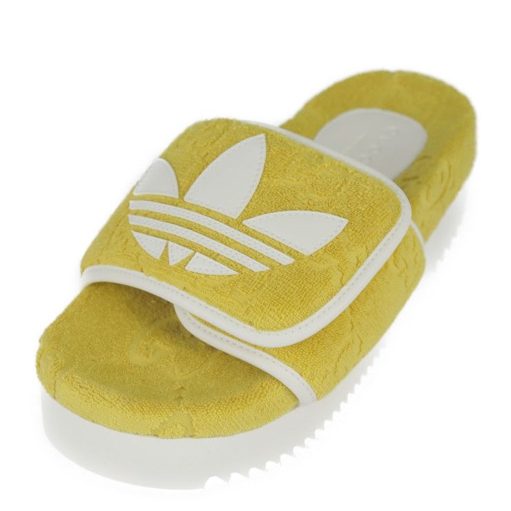 Gucci Platform Sandals Cotton Leather Rubber Yellow Adidas Collaboration