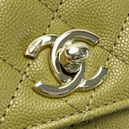 Chanel Quilted Coco Handle XS Handbag Olive Caviar Leather Chain — view 5