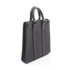 Louis Vuitton Tote Sac Plat Cloth Noir Black Leather — view 2
