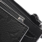 Louis Vuitton Tote Sac Plat Cloth Noir Black Leather — view 5