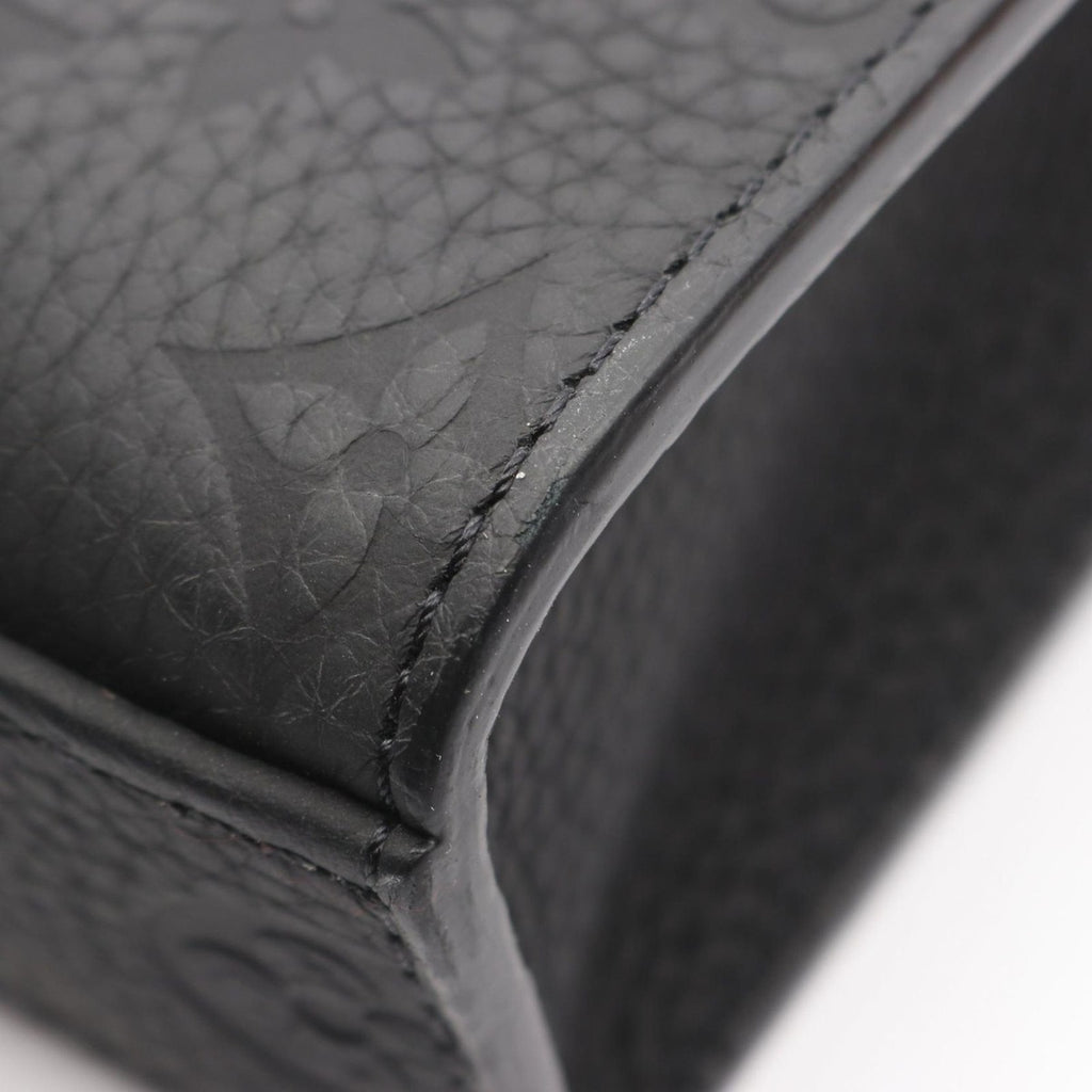 Louis Vuitton Tote Sac Plat Cloth Noir Black Leather — view 7