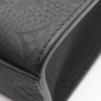 Louis Vuitton Tote Sac Plat Cloth Noir Black Leather — view 7