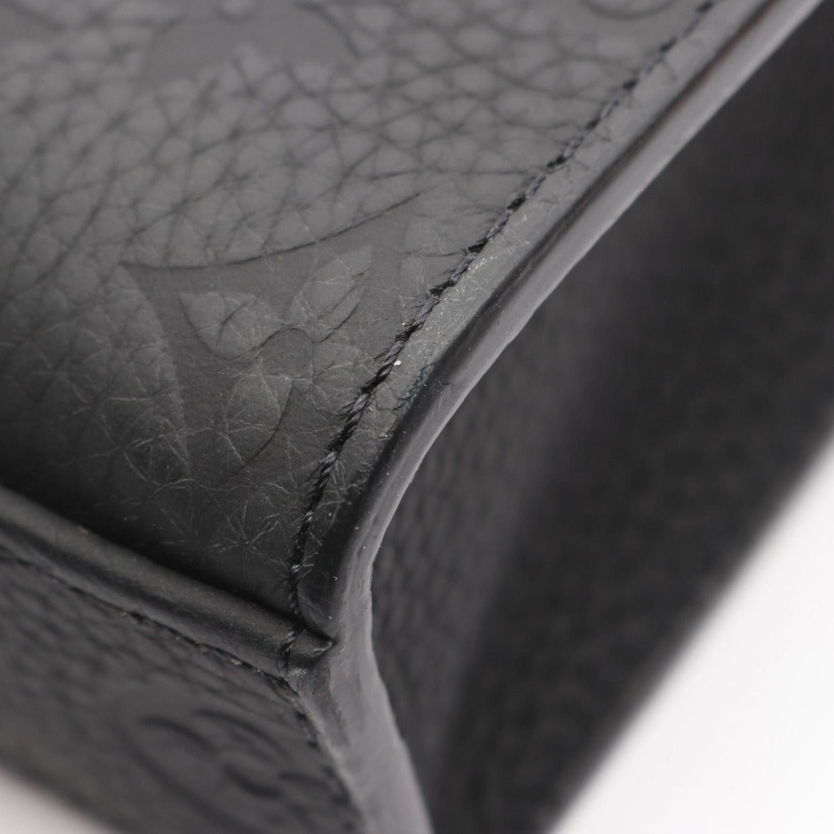 Louis Vuitton Tote Sac Plat Cloth Noir Black Leather — view 7