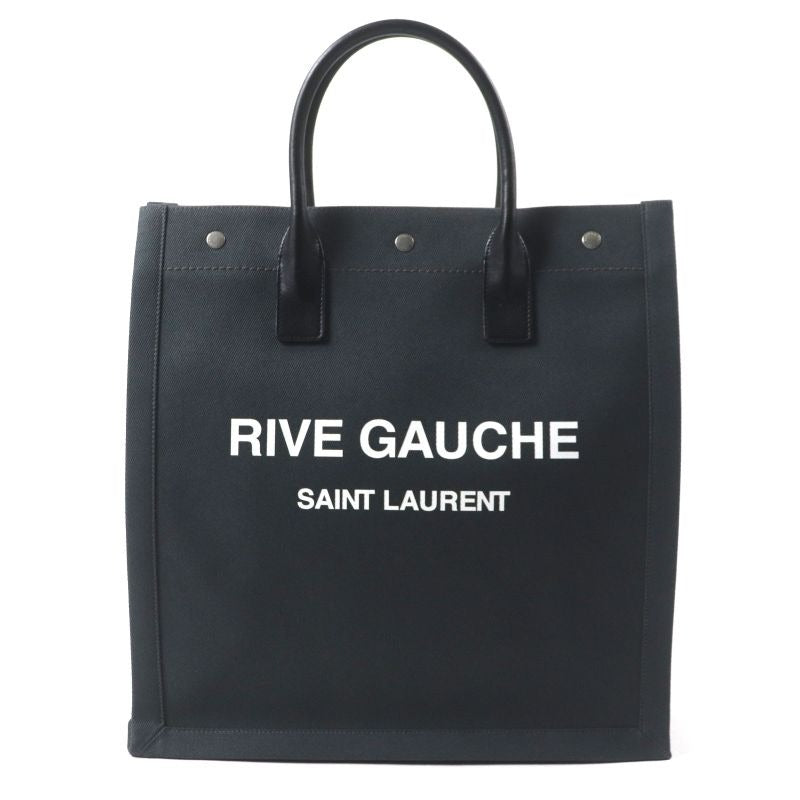 Saint Laurent Paris Rive Gauche N S Canvas Leather Tote Bag Dark Gray