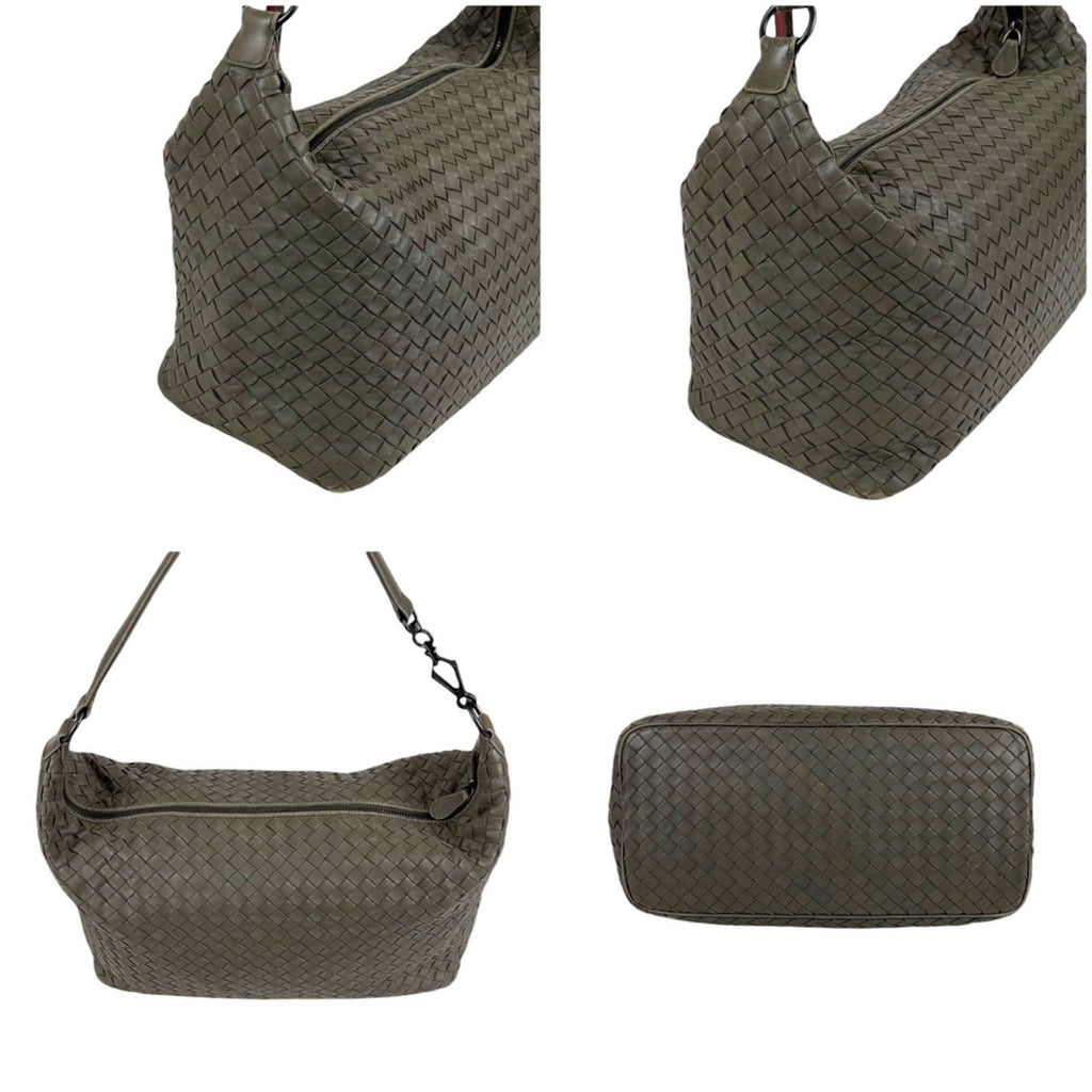 Bottega Veneta Intrecciato Leather Shoulder Bag Hobo Soho Gray — view 3