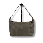 Bottega Veneta Intrecciato Leather Shoulder Bag Hobo Soho Gray