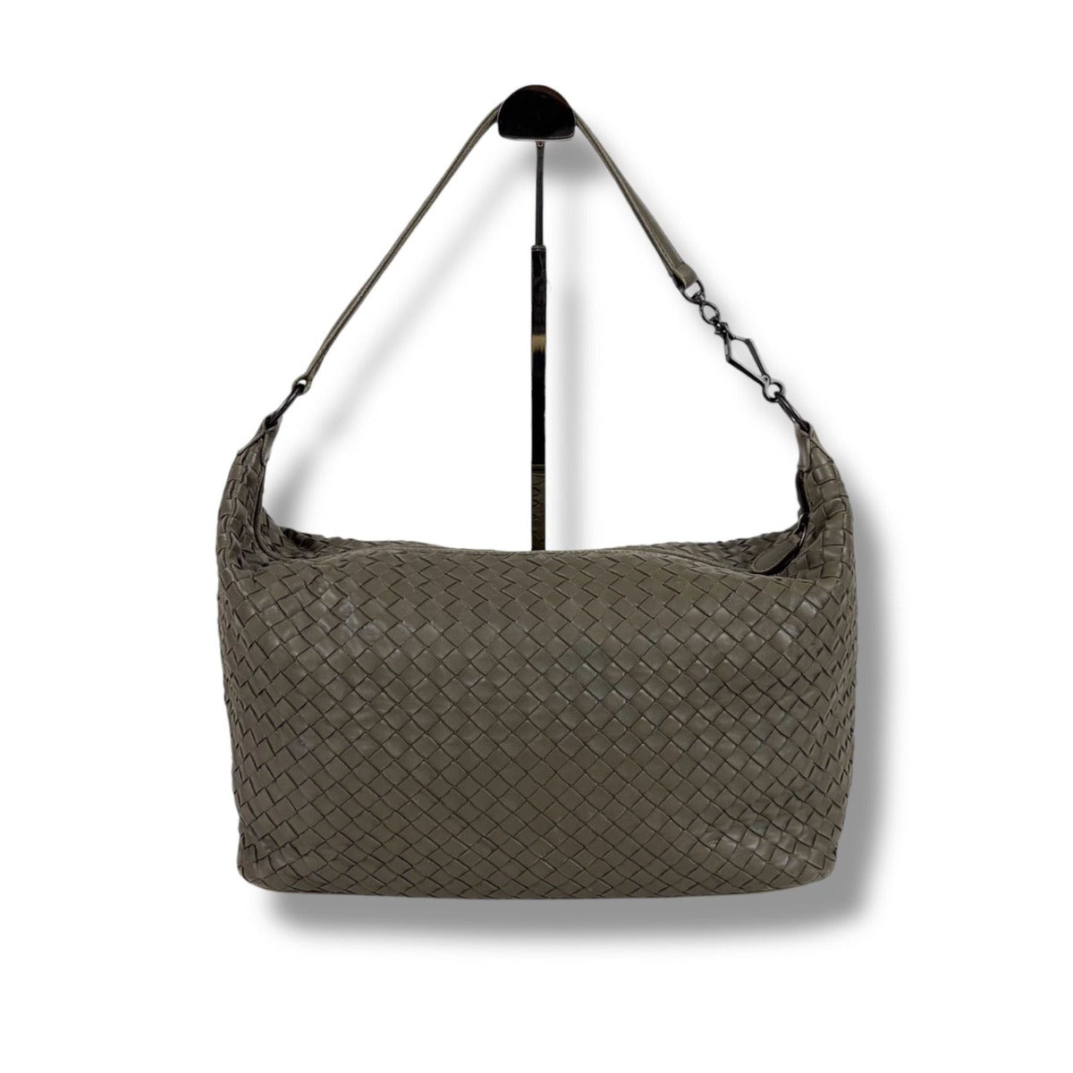 Bottega Veneta Intrecciato Leather Shoulder Bag Hobo Soho Gray