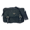 Prada Tessuto Triangle Logo Plate Black Silver Hardware Nylon Shoulder Bag