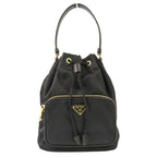 Prada Duet Drawstring Nylon Shoulder Bag Black