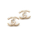 Chanel Earrings Gold Coco Mark Rhinestone