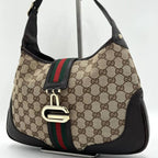 Gucci GG Jackie Sherry Web Canvas Shoulder Bag Charm Ophidia