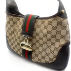 Gucci GG Jackie Sherry Web Canvas Shoulder Bag Charm Ophidia