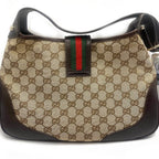 Gucci GG Jackie Sherry Web Canvas Shoulder Bag Charm Ophidia