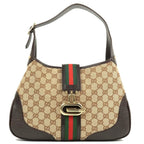 Gucci GG Jackie Sherry Web Canvas Shoulder Bag Charm Ophidia