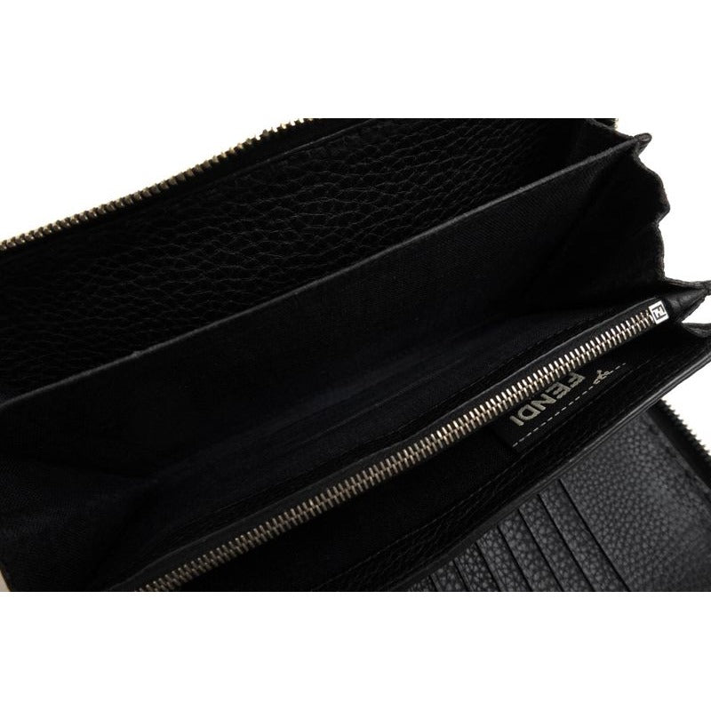 Fendi Long Wallet Men Leather Black 7 M0210 ndu F0 Qa1 zip Around Cuoio — view 7