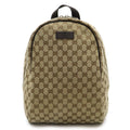 Gucci GG Canvas Backpack Leather Beige Dark Brown Outlet