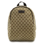 Gucci GG Canvas Backpack Leather Beige Dark Brown Outlet