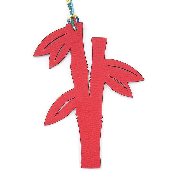 Hermes Bag Charm Petit Ash Bamboo Vaux Epson Togo Red and Brown