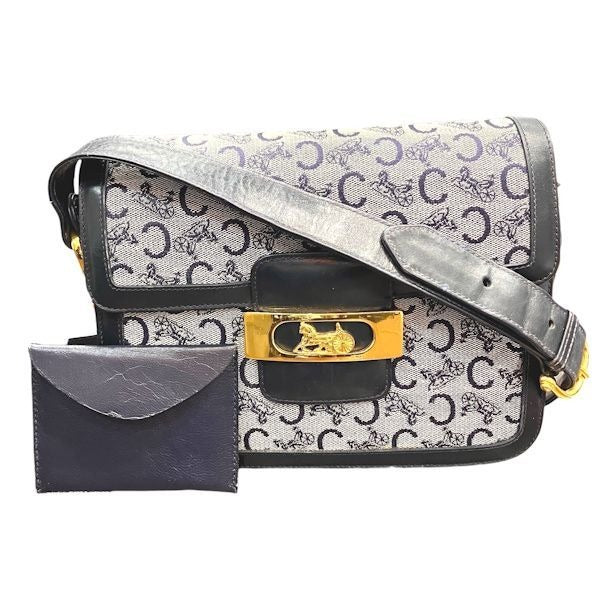 Celine Macadam Gray Leather Shoulder Bag