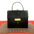 Celine Vintage Logo Ribbon Motif Hardware Calf Leather