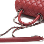 Chanel Quilted Coco Handle 2-Way Handbag Caviar Leather Red With Silver Hardware — view 7