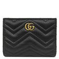 Gucci Bifold Wallet GG Marmont Compact Leather Black Vintage Quilted Coin Purse