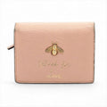 Gucci Animalier Bee Blind For Love Leather Compact Wallet Pink