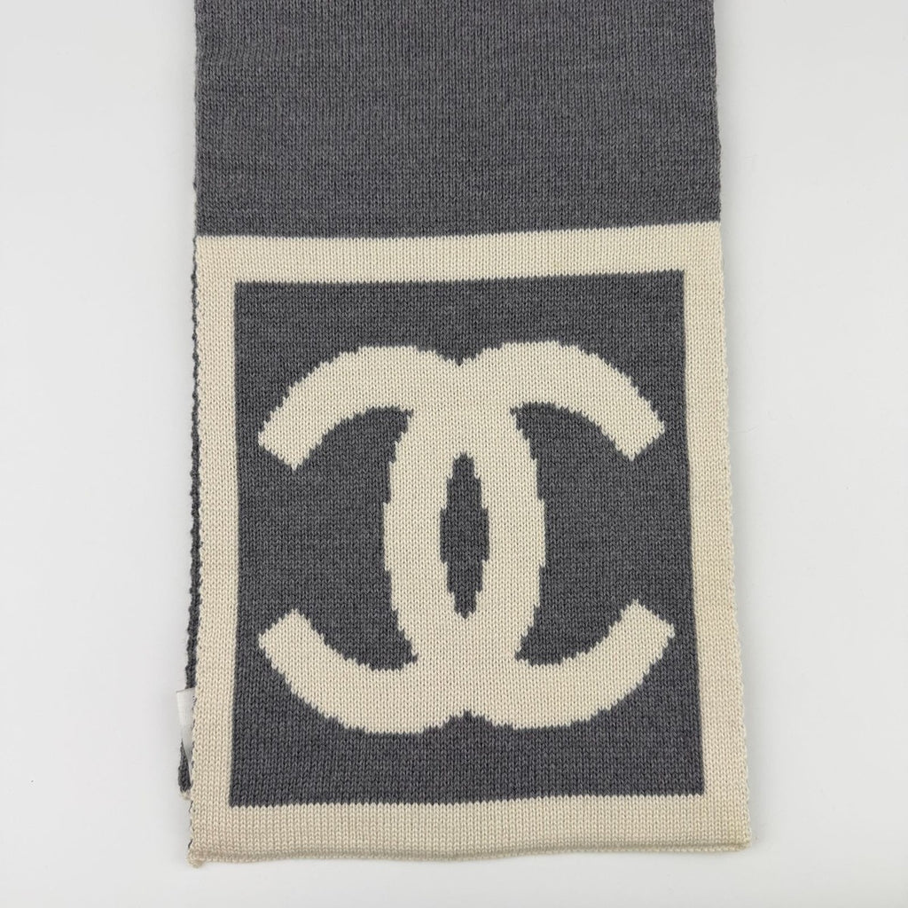 Chanel CC Logo Scarf Wool Silk Two — view 5