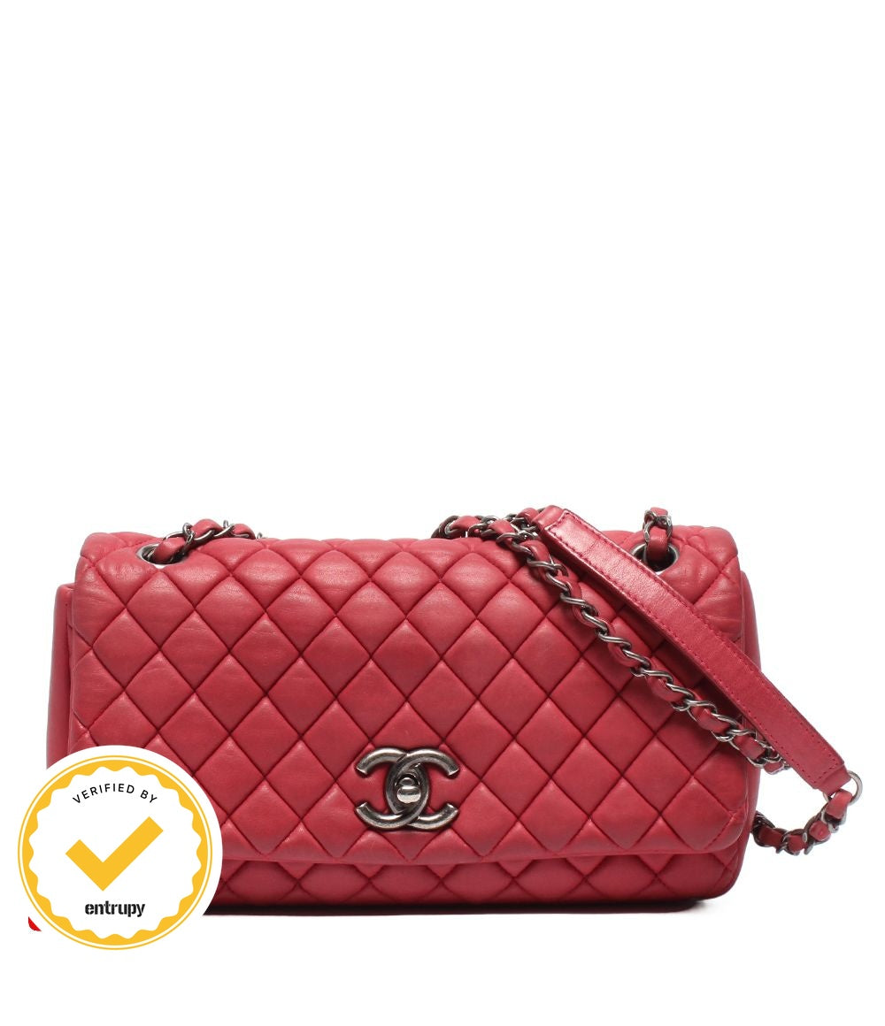 Chanel Chain Shoulder Bag Silver Bubble Quilt Quilted