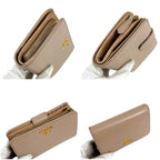 Prada Compact Wallet Bifold L-zip Leather Beige Gold — view 5
