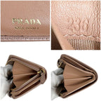 Prada Compact Wallet Bifold L-zip Leather Beige Gold — view 8