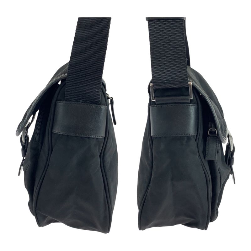 Prada Tessuto Triangle Logo Plate Black Silver Hardware Nylon Bt0173 — view 8