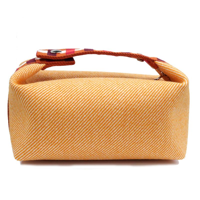 Hermes Brid A Black PM Au-carre Handbag Pouch Faube Orange — view 5