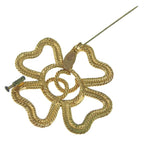 Chanel Clover Coco Mark Vintage Gold Plated 28 16 g Brooch — view 5