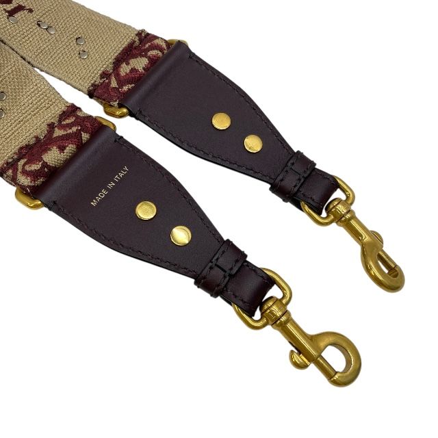Dior S8520 Ctzq Medallion Oblique Shoulder Strap Bag Canvas Bordeaux Beige — view 9