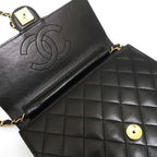Chanel Chain Shoulder Bag Quilted Push Lock Black Hardware Officially — view 9